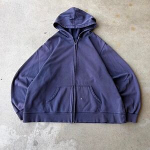 2000s navy blank zip up hoodie